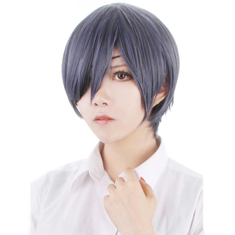 Черный дворецкий аниме Ciel Phantomhive косплей парик Comic Con ролевые игры Ciel синий смешанный серый парик с накладкой на глаза бесплатно