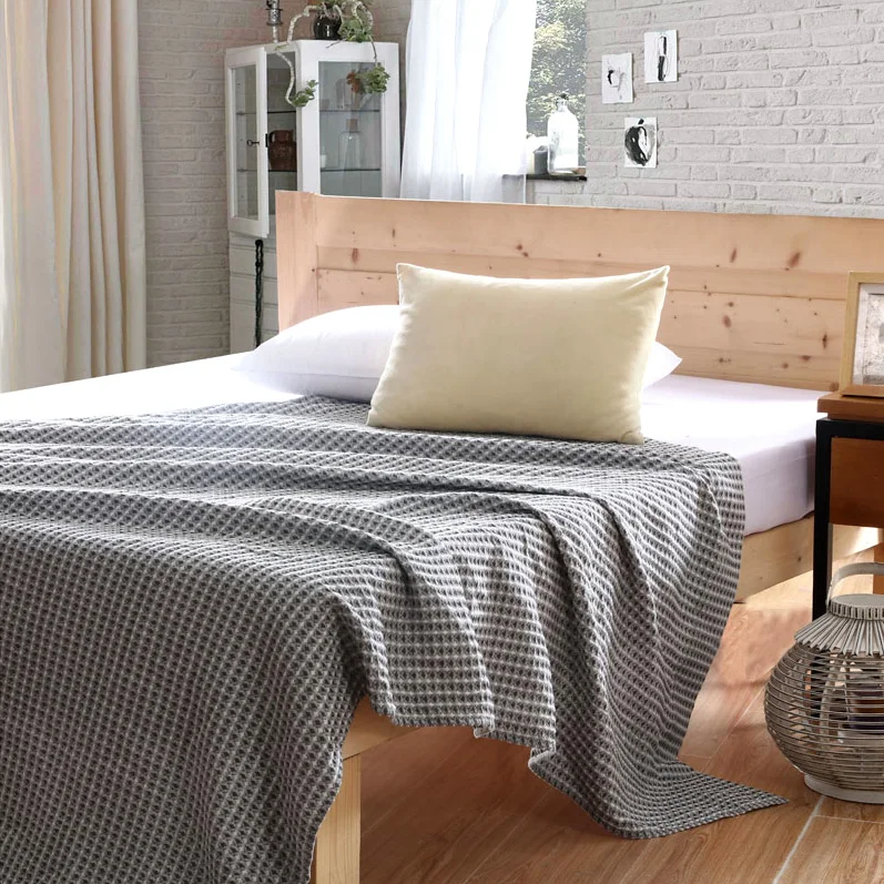 

Summer home textile waffle pattern 100%cotton throw blanket children air sofa throws office sleeping toweling blanket 150*200cm