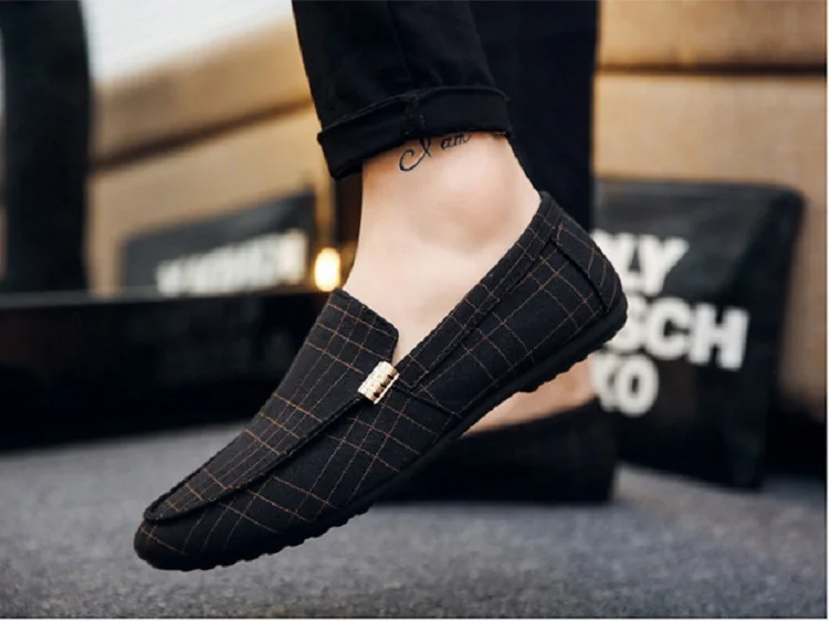 New Summer Man Casual Shoes Breathable Wear-resistant massage Canvas Fashion Solid Color Hard-Wearing Korean Flat Shoes Male (9)