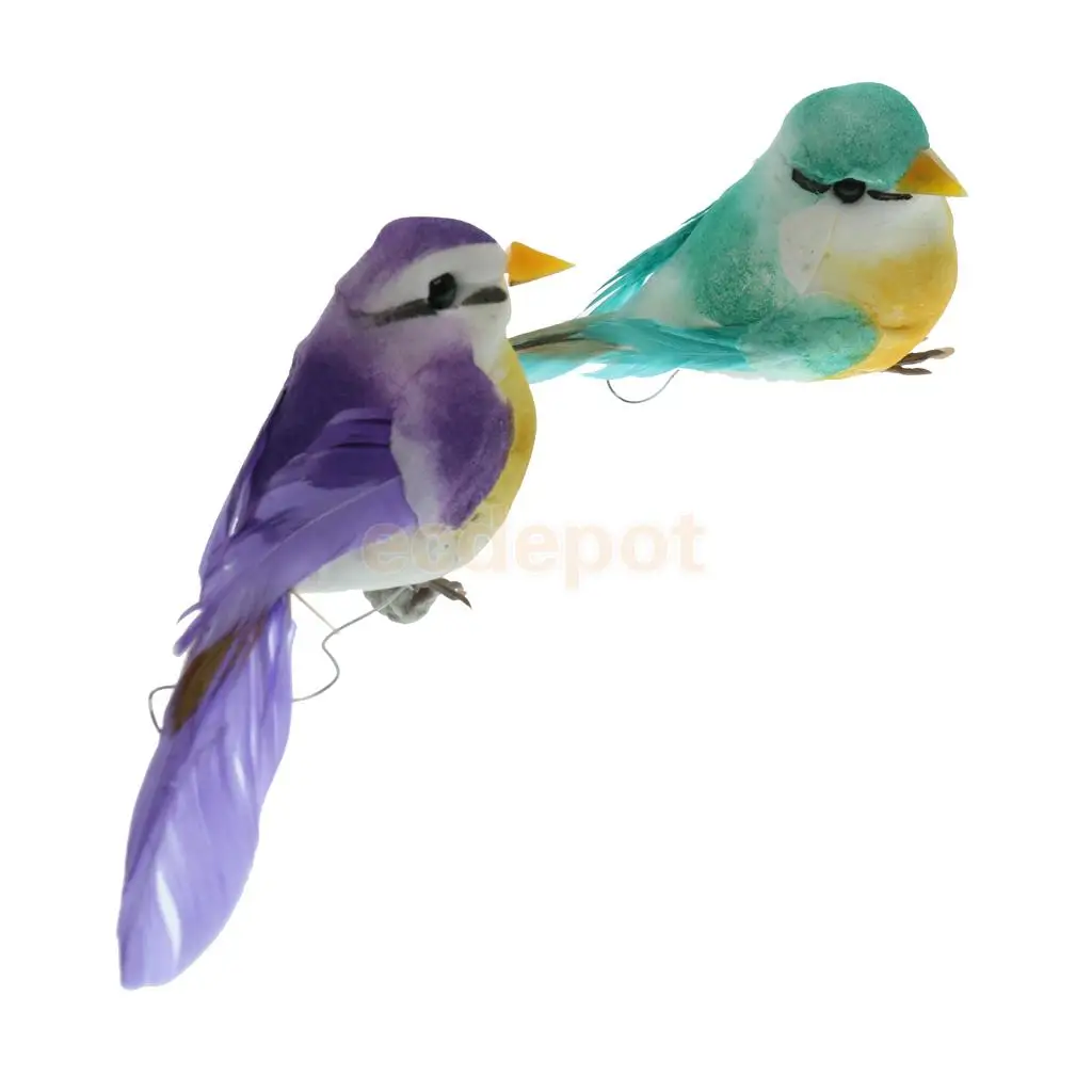 2pcs Artificial Bird Feathered Foam Simulation Bird Home Decor Ornament Craft Figurines Miniatures