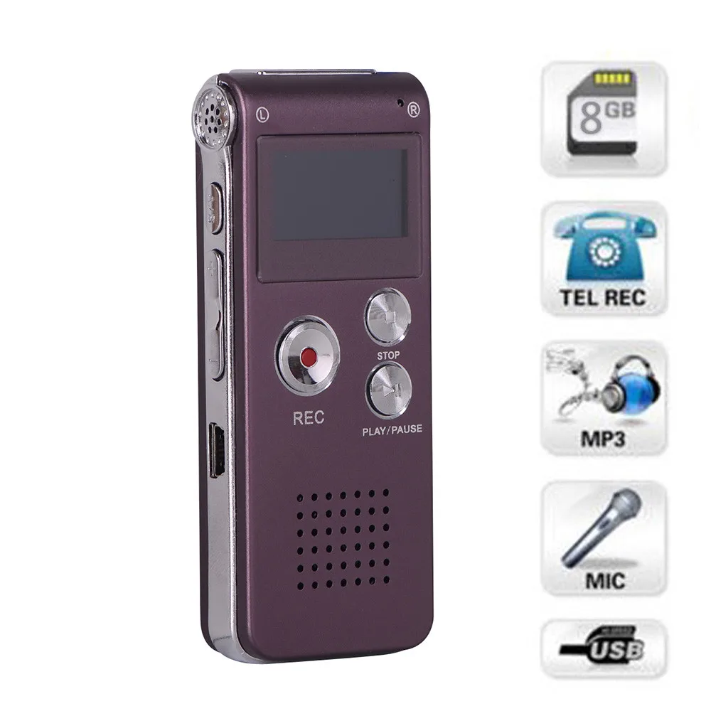 

HIPERDEAL Voice Recorder 2019 8GB Rechargeable Steel DIGITAL Sound Voice Recorder Dictaphone MP3 Player Record Mini Player Apr16