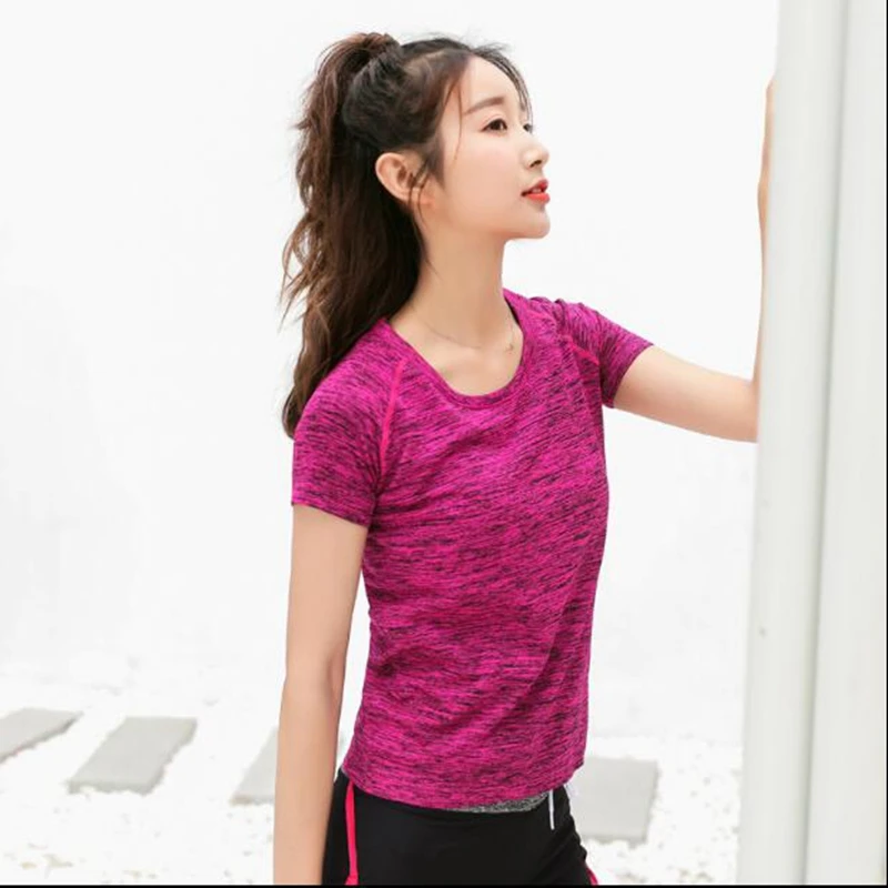 Women's Running Yoga T-shirts Sport Breathable Quick Dry Gym Running T-shirts Gym Fitness Top
