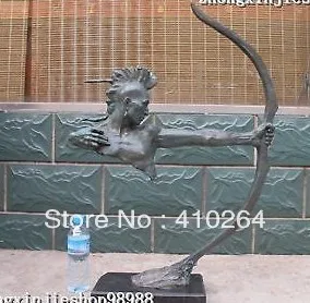 

Shipping 33"Huge 100% Bronze Marble art Statue Greek warrior archers Sculpture