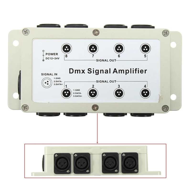 Dc12-24V 8-канальный сетевой видеорегистратор Выход Dmx Dmx512 светодиодный контроллер разделитель усилителя сигнала компонентов для дома