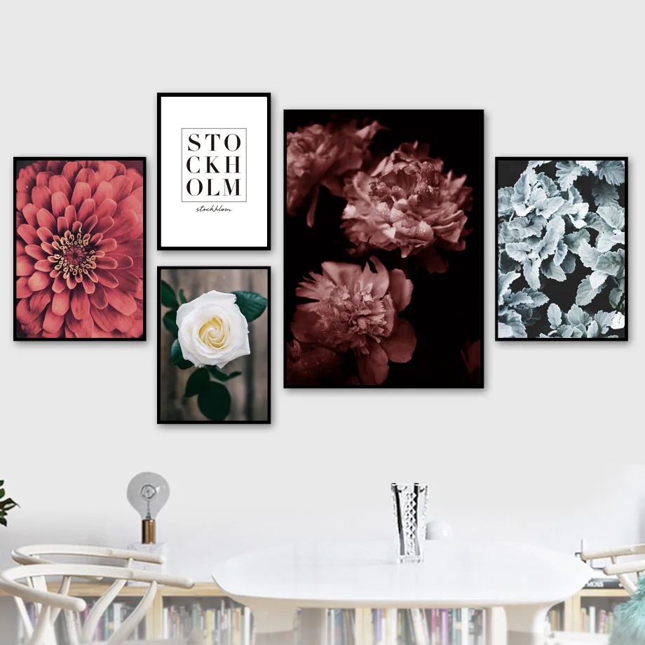 

White Rose Forest Peony Flower Wall Art Canvas Painting Quotes Nordic Posters And Prints Wall Pictures For Living Room Decor