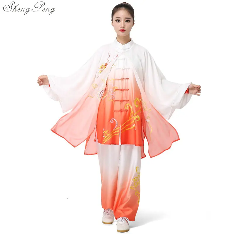 Tai chi одежда униформа одежда wudang для женщин кунг-фу форма для ушу Одежда Женский китайский костюм дракона V1349