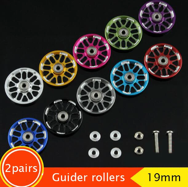 

2 Pairs 19mm Guider Roller+Bearing+Screws+Nuts+520 Gaskets for Tamiya Mini 4WD Racing Car Model Aluminum Ball-race Rollers 15164