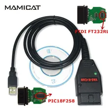 2017 VAG K+CAN Commander 1.4 vag USB OBD Diagnostic Interface OBD2 OBDII Cable For VAG Series With FTDI FT232RL PIC18F258 Chip