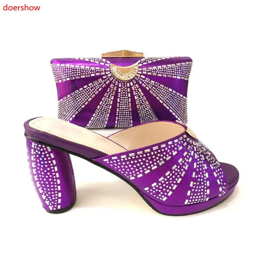 

doershow lovely purple color Italian Shoes With Matching Bag High Quality Italy Shoe And Bag set For wedding and party!VG1-36