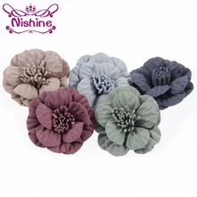 Nishine 30 шт./лот цветы из искусственной ткани с тычинки для DIY девочек головные уборы аксессуары для волос вечерние цветы для волос