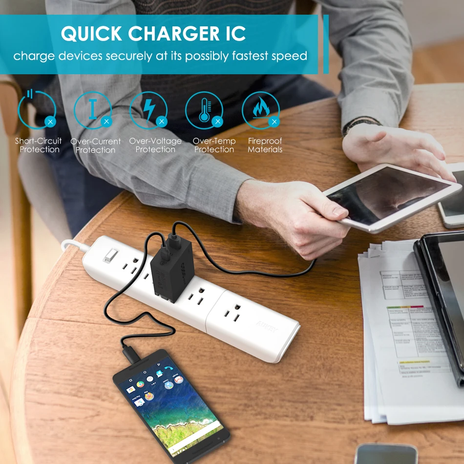 USB C зарядное устройство, CRDC Quick Charge 3,0 5 V/3A 27W type C зарядное устройство для iPhone, Xiaomi, Nexus 6P Nexus 5X, nintendo Switch, Google Pixel XL