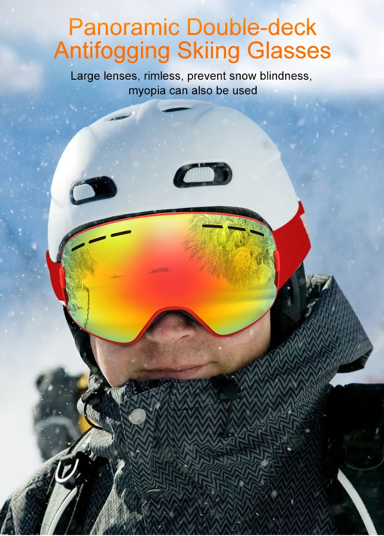 KUTOOK лыжные очки двухслойные сноуборд лыжные очки зимние ветрозащитные снежные очки UV400 защита Лыжная маска очки для снегохода