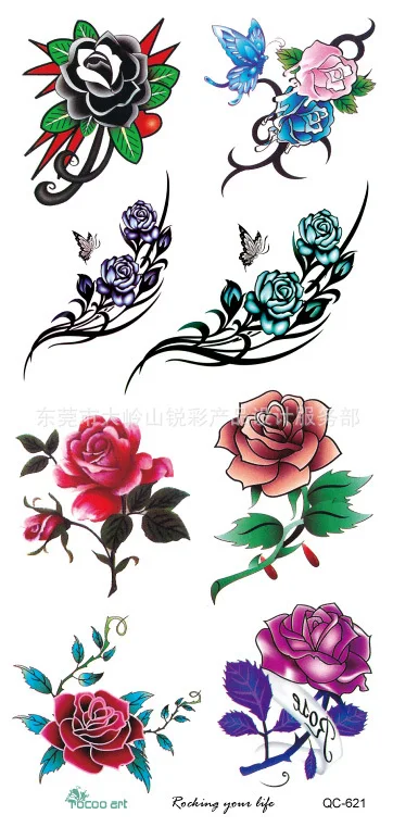 

The new waterproof tattoo stickers custom colors to customize the temptation of roses can be customized wholesale pattern QC621