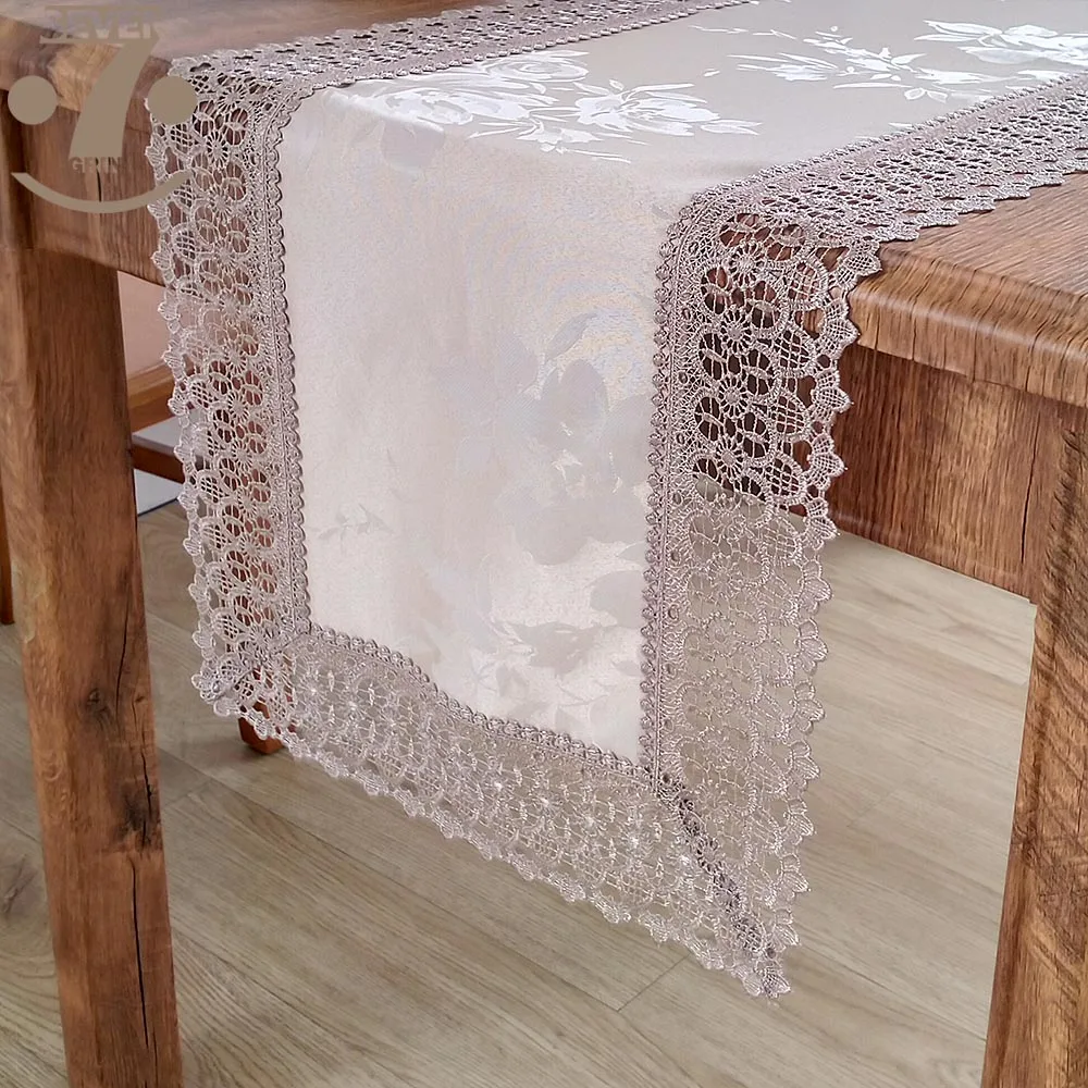 

Free Shipping Home Decorative Jacquard Cloth Lace Border Coffee Table Table Runner