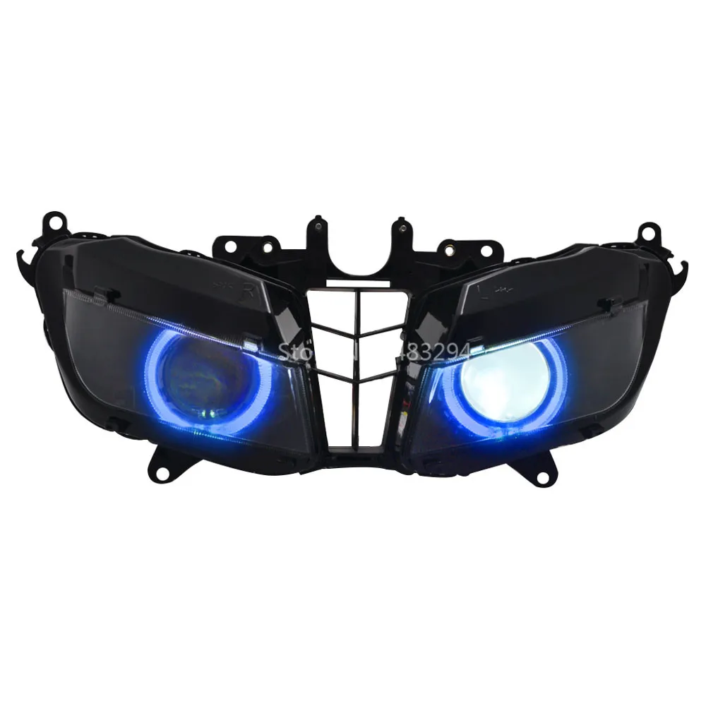 Мотоцикл на заказ HID проектор фары в сборе синий ангельские глазки для Honda CBR600RR CBR 600RR 600 RR 2013