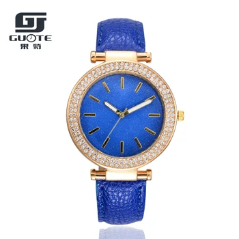 

GUOTE Luxury Leather Crystal Stone Watches Women Dress Watch Quartz Wristwatches Clock Gift Quartz Ladies Watch relojes mujer