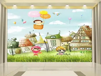 

3d wallpaper photo wallpaper custom kids mural living room cartoon house girl balloon painting background wallpaper for walls 3d