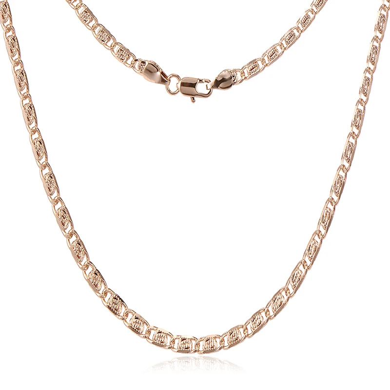 Classic Mens Rose Gold Plated Curb Link Chain Necklace Long Size 22inch