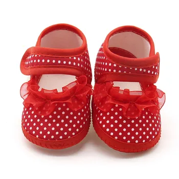 

Newborn Baby Girls Anti-Slip Shoes Polka Dot Lace Edge Infant Kids Prewalker Warm Casual Soft Sole Flats Toddler Shoes 3-12M A20