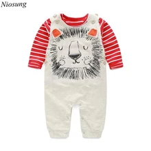 Niosung Baby Boys Pants Sets Stripe Long Sleeve T-shirt Top + Cool Bib Pants Rompers Overall Outfits Kids Child 2pcs Clothing S
