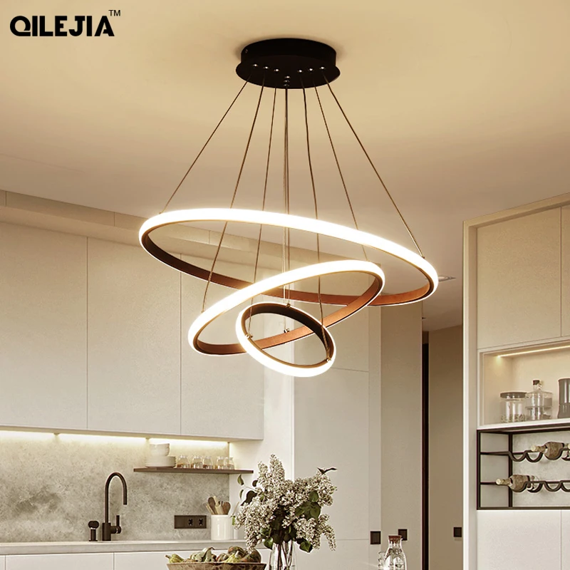 

Modern Led Chandelier Ring Lustre Lighting With Remote Control Aluminum Lamps For Dinning Room Bedroom Restaurant lustre cristal