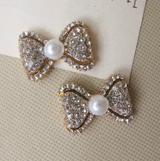 

8pcs/ lot Alloy Crystal Bowknot Cell Phone DIY Alloy Decoration