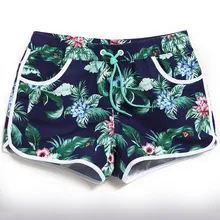 Для женщин Тропический цветочный Пляжные шорты быстросохнущая купальные костюмы волейбол полиэстер с двойными карманами Для женщин Плавание шорты