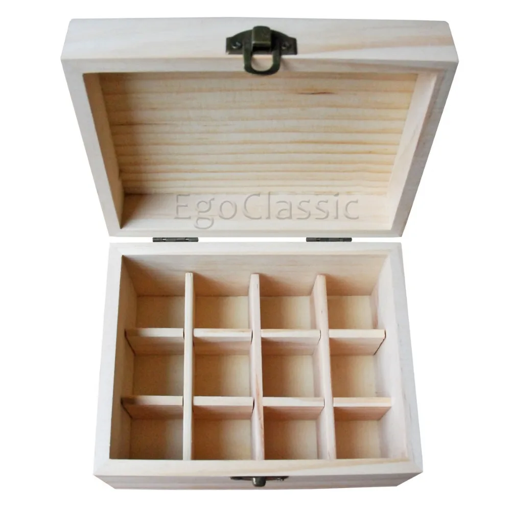 

Essential Oil Wooden Storage Box 12 holes 15ml / 20ml bottles handmade Multifunction partition Natural pine wood without paint