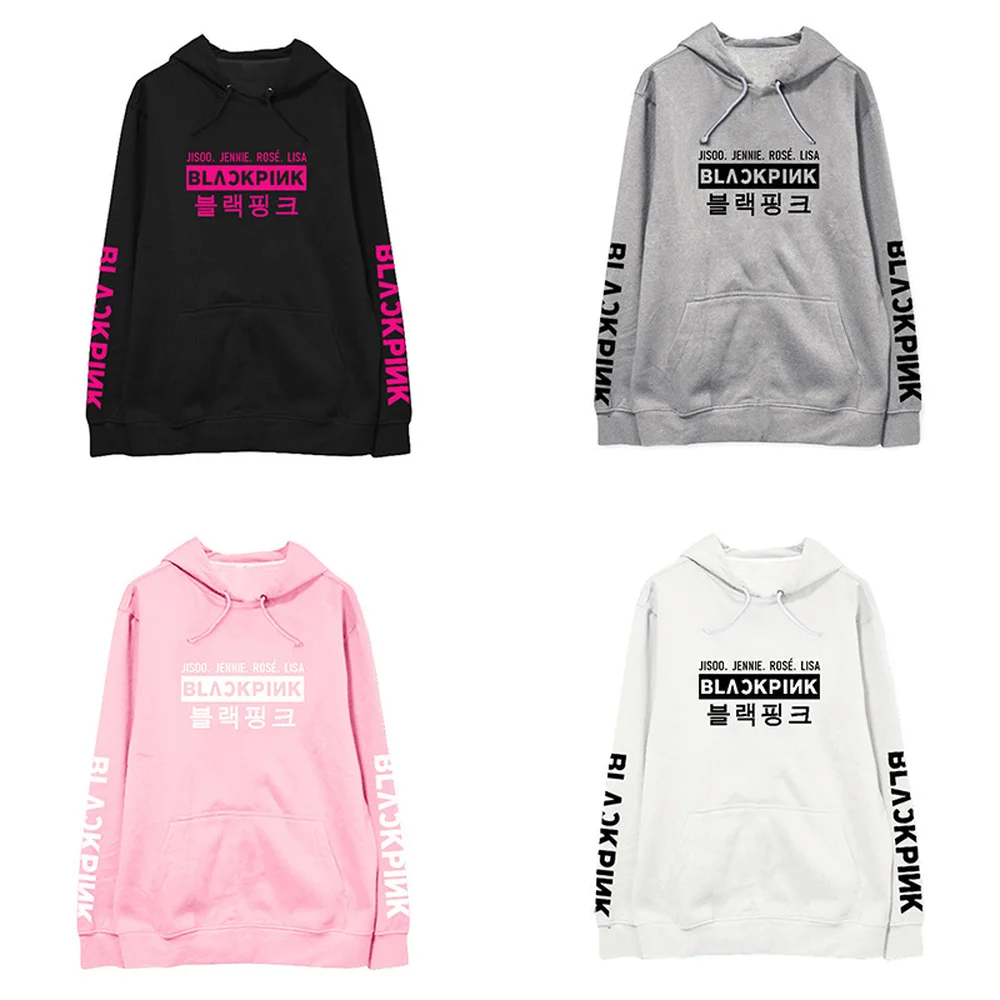  BLACKPINK Men Women Spring Autumn sweatshirt kpop hoodie Cotton Letter . harajuku winter coatblack 