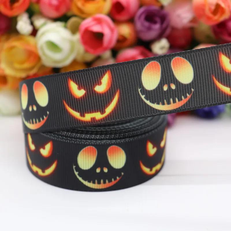 10 Yards 7/8''(22MM) Halloween Printed Grosgrain Ribbons For Hair Bows DIY Handmade Materials Y19071901