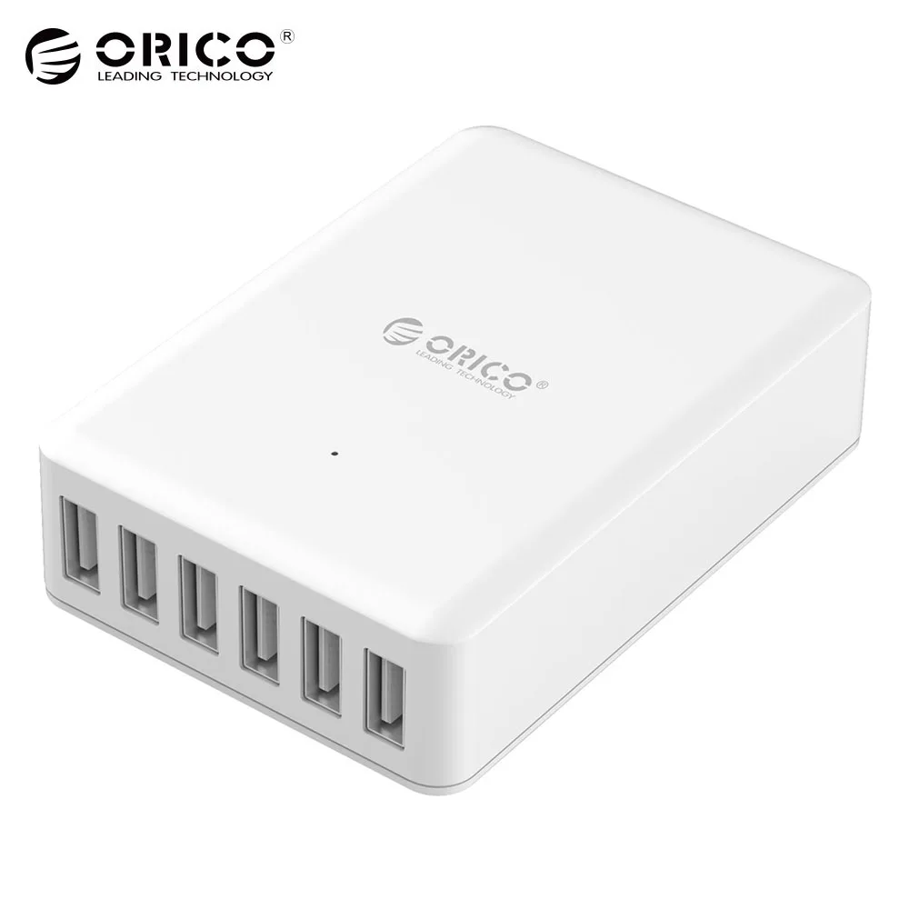 

ORICO Universal USB Charger 6 Ports Smart Charger 5V2.4A Max Output 50W Mobile Phone Desktop Charger for iPhone Samsung Xiaomi