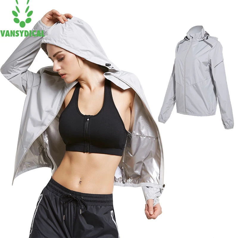 

Hot Sweat Clothes Women Body Building Fitness Running Jackets Lose Weight Slimming Sweating Sportswear Hooded Fitness Yoga Tops
