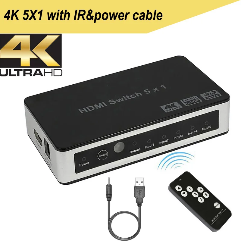 4 K HDMI переключатель 5X1 3x1 HDMI аудио выключатель экстрактора селектор HDMI 3 в 1 для DVD STB PS4 - Цвет: 4K HDMI 5X1 with IR