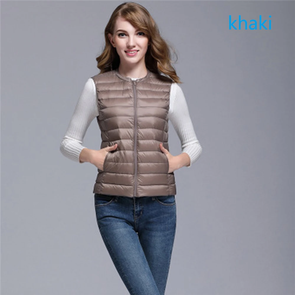 Women's Ultra Light Duck Down Vest Jacket Women 90% White Duck Down Vest 2019 New Autumn Winter Round Collar Sleeveless Coat