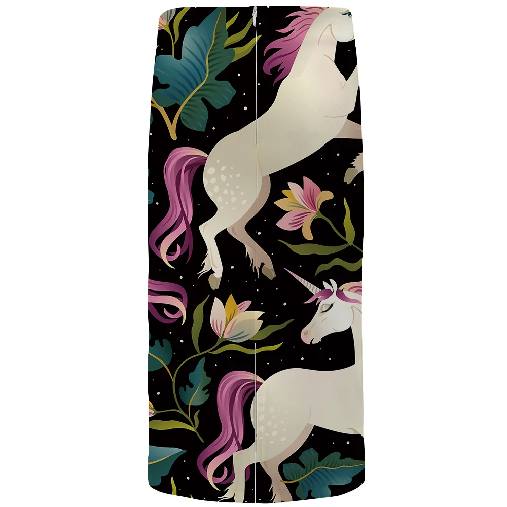KYKU Unicorn Skirts Women Flower Pencil Skirt Black 3d Print Sexy High Waist OL Womens Skirt Casual Party Ladies Skirts 2018 KYKU Unicorn Skirts Women Flower Pencil Skirt Black 3d Print Sexy High Waist OL Womens Skirt Casual Party Ladies Skirts 2018
