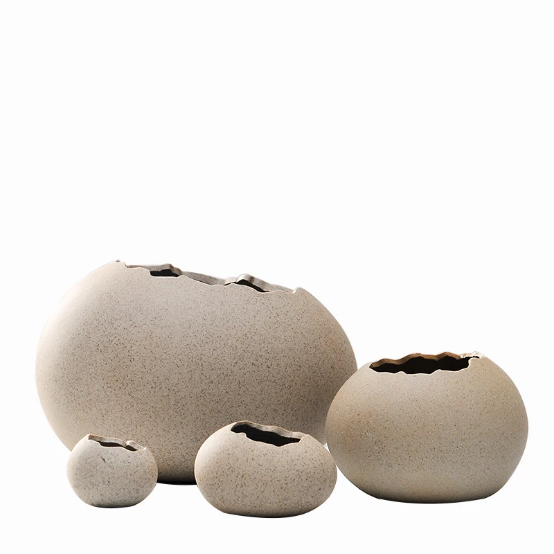 Мини имитация яичной скорлупы грубая керамика Ваза Китайские ремесла Фарфор гидропоники вазы Птичье гнездо цветочный горшок для оформления дома