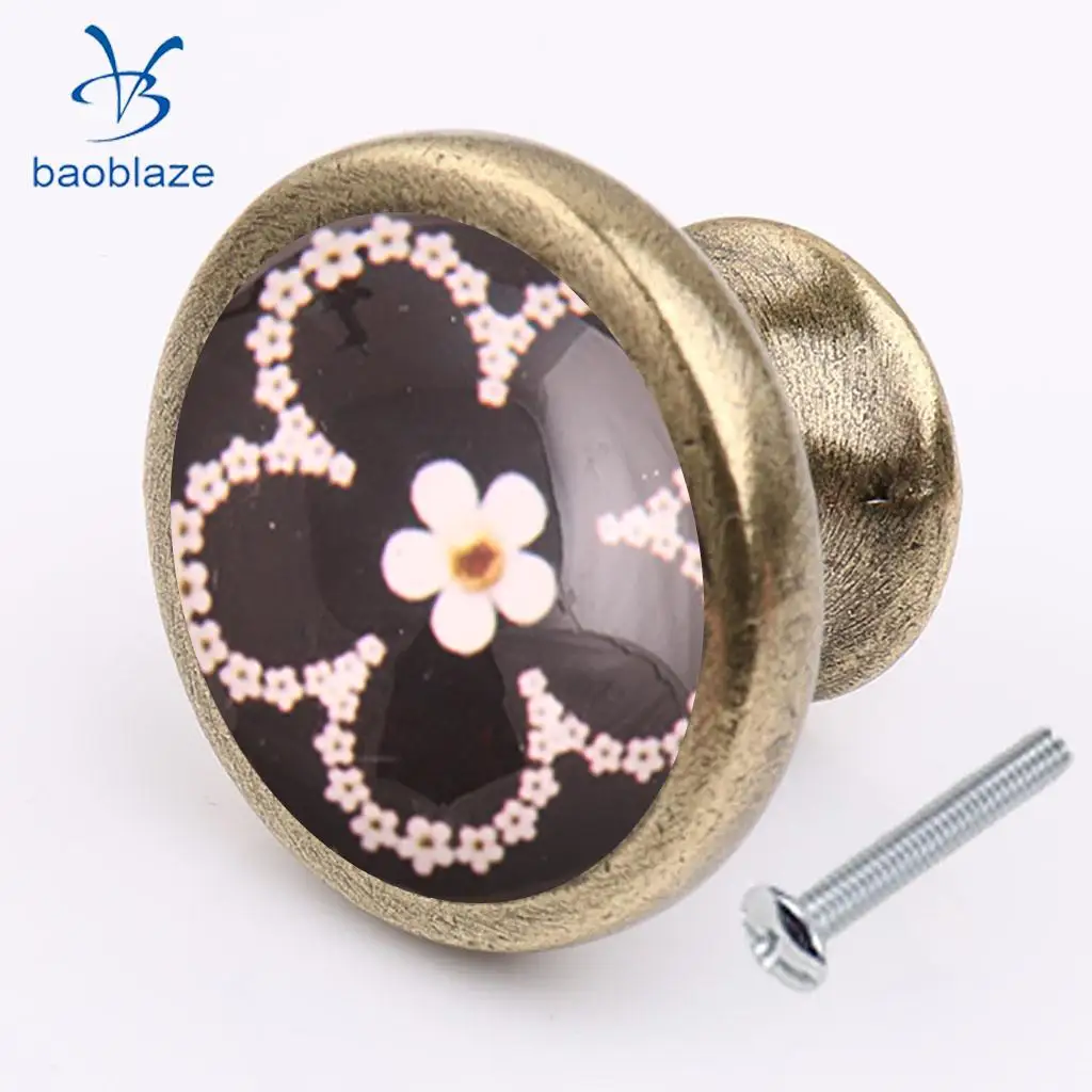 Flower Door Knob Cabinet Drawer Closet Cupboard Handle Furniture Hardware