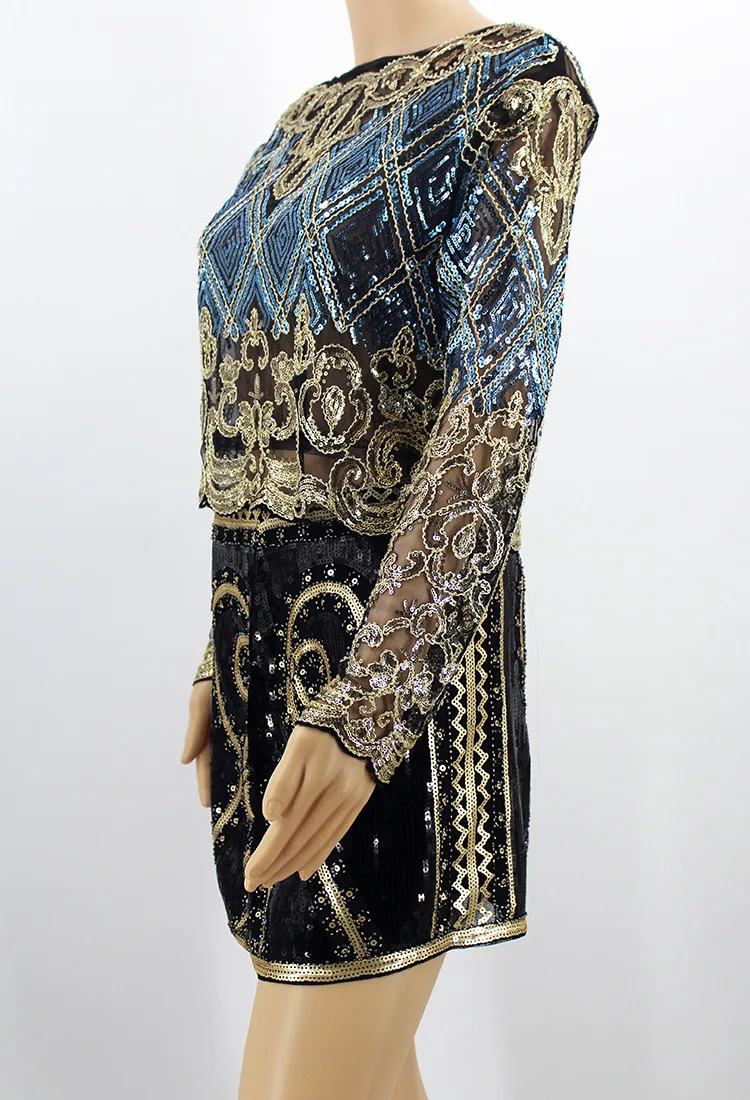 ladies shirts Sexy Sheer Body Crop Top Blusas Feminina Lace Mesh Long Sleeve Floral Embroidery Sequin Beading Women Shirt Blouse Top sexy blouses for women