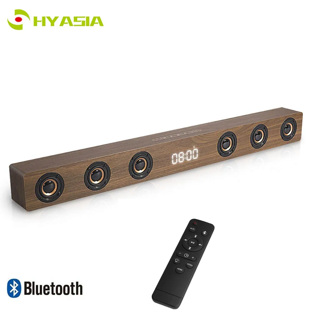 Ceny HYASIA wsparcie HDMI wyświetlacz zegara soundbar do telewizora Bluetooth 4.2 bar głośnik pilot zdalnego sterowania do kina domowego bar Bluetooth