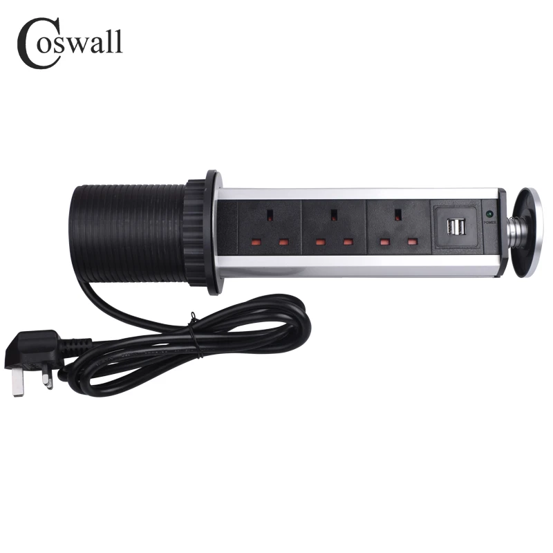 COSWALL 13A PULL POP UP 3 power UK розетка 2 usb порт для зарядки кухонные настольные розетки выдвижные столешницы столешница