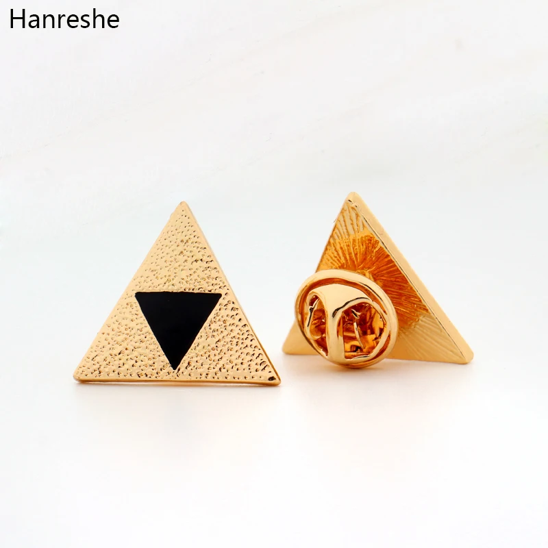 HANRESHE Legend of Zelda Triforce булавки Triforce треугольник черная эмаль игра косплей ювелирные изделия подарок на Хэллоуин для женщин/мужчин