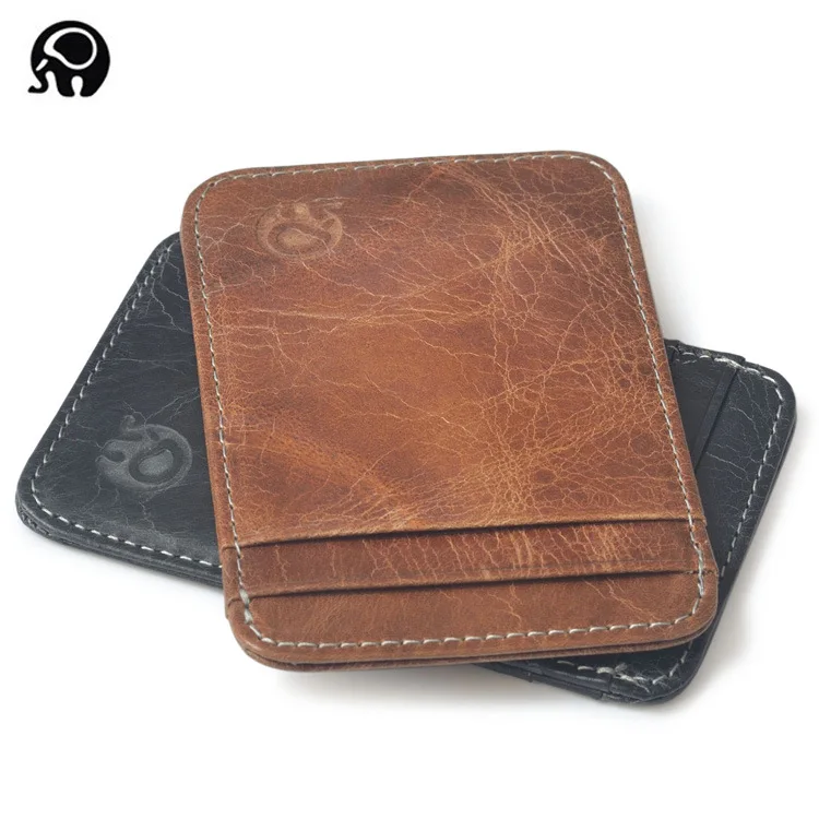 

2017 Retro Genuine Leather Card Holder for Credit Bus card case Minimalist Wallet for Credit Cards Cardholder Business Card Bus