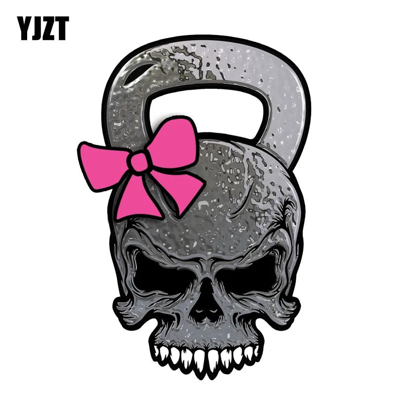 

YJZT 11.8CM*17.4CM Skull Kettlebell Crossfit Lift Gym Funny Car Sticker Warning PVC Decal 12-0627