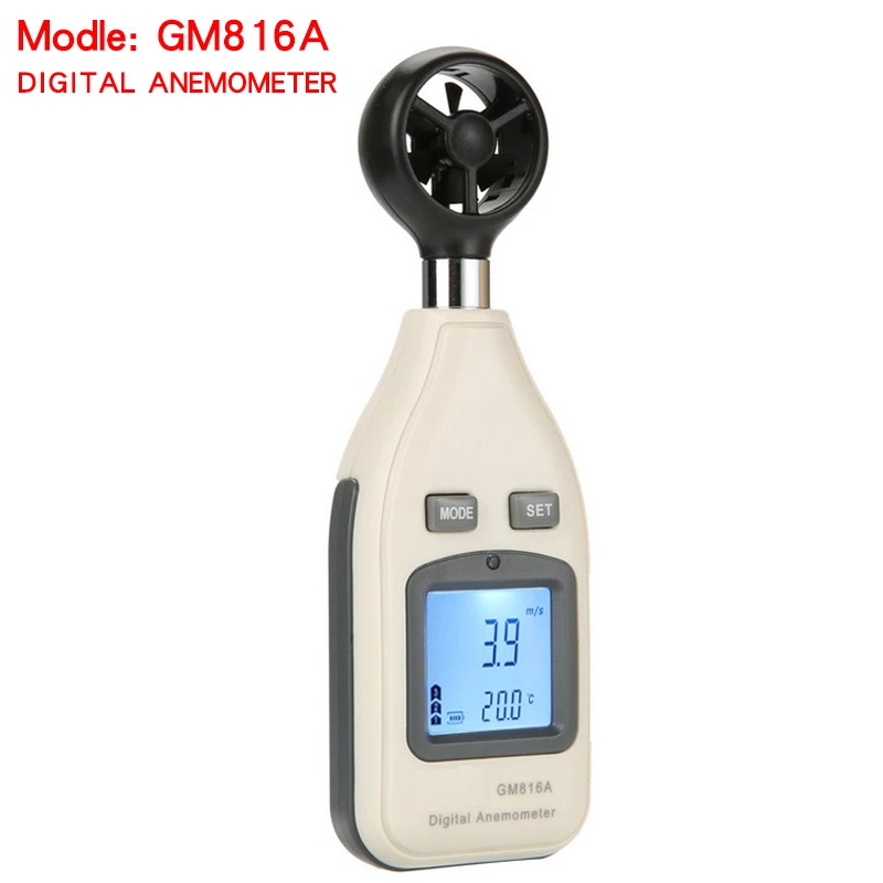 

High quality 100% original Digital Anemometer Wind speed meter GM816A with LCD backlight display Handheld windmeter
