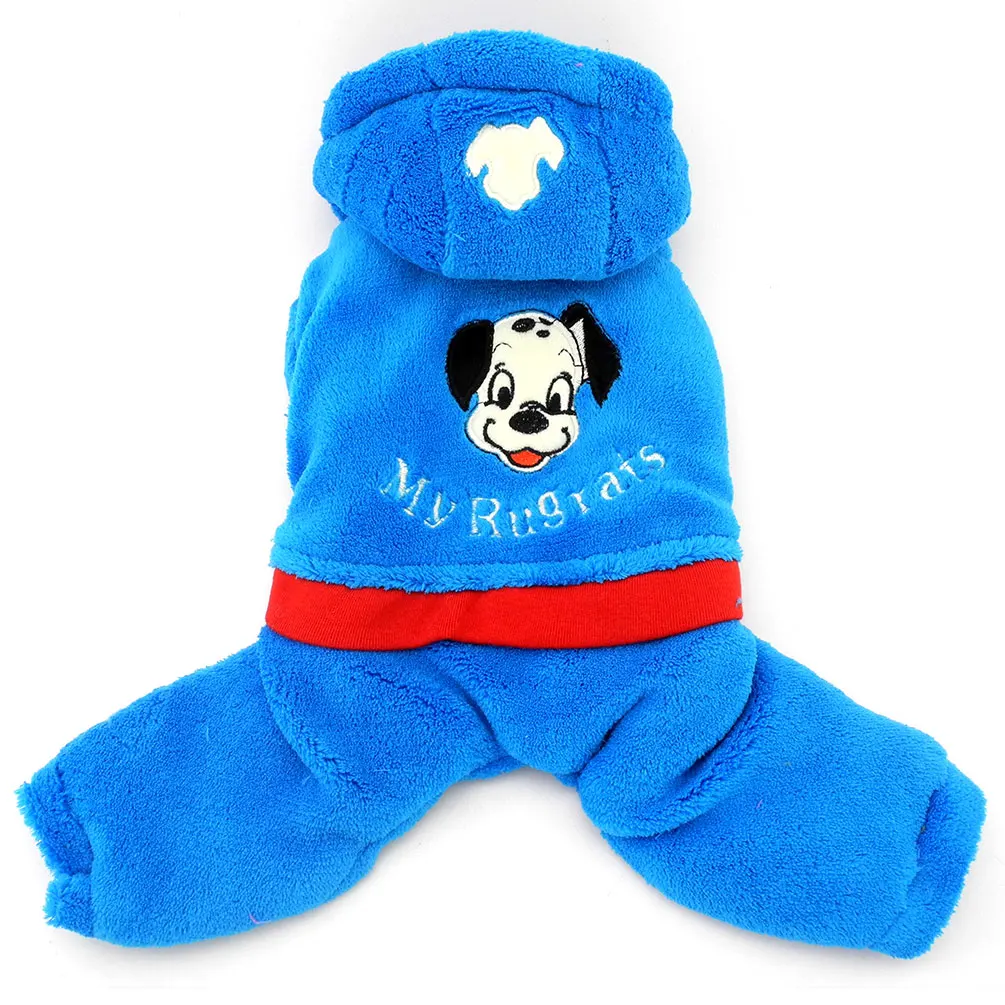 Маленькая одежда для собак, одежда для мальчиков и девочек, зимняя флисовая куртка с капюшоном, комбинезон - Цвет: Blue
