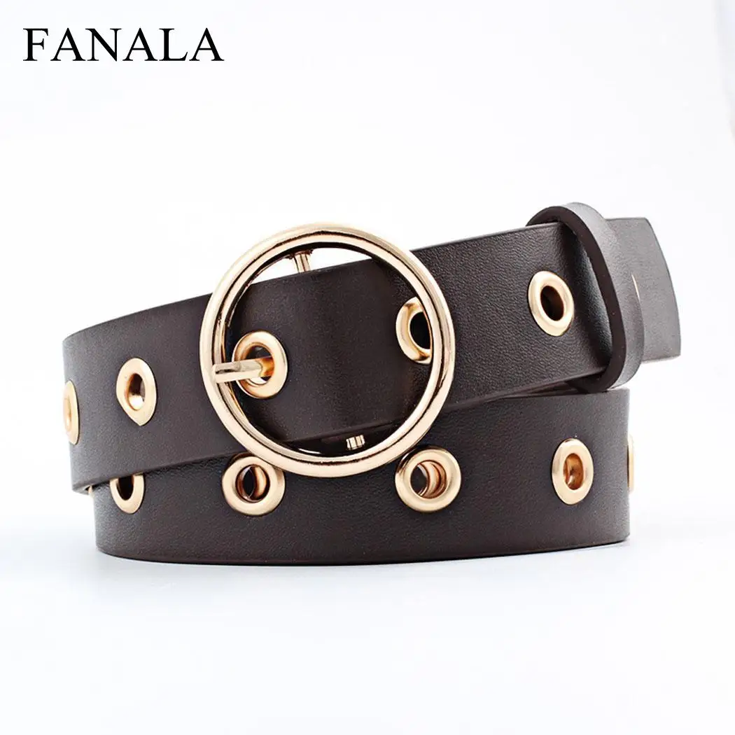 Fashion Women's Belt Hollow Solid Multi Grommet Buckle Multicolors