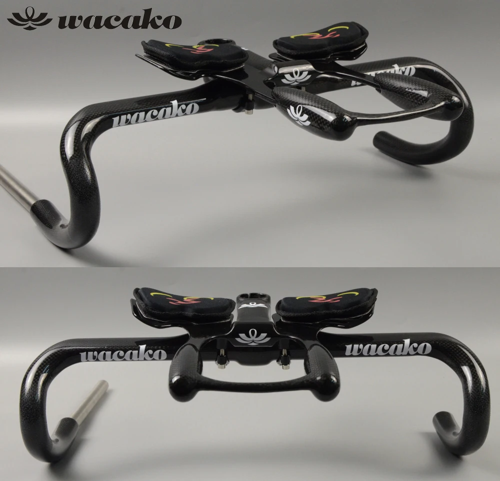 

wacako Full Carbon Fiber Road Bicycle Integrated Handlebar with 28.6mm stem Carbon Road Handlebar Bike Parts bike accessories 3K