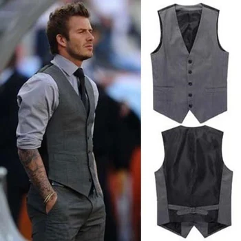 

New Wedding Dress High-quality Goods Cotton Men's Fashion Design Suit Vest / Grey Black High-end Men's Business Casual Suit Vest
