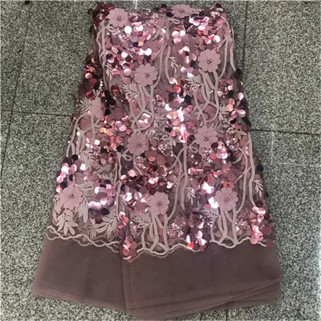 

Upscale Style Sequins Lace Fabric Sequined beads Embroidered Guipure Net 3d Lace African Wedding Dresses Sewing Mesh Material
