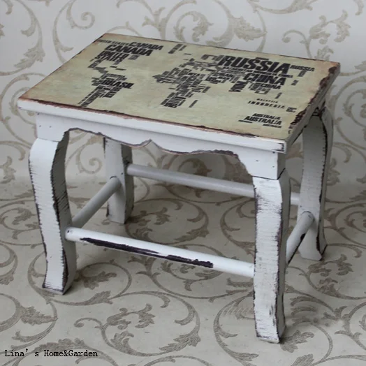 Ручной работы прямоугольные старинные твердые деревянные стулья - Цвет: white map
